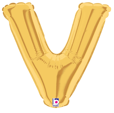 7" Megaloon Jr. Letter V - Gold (5ct) - Premium Party Distribution