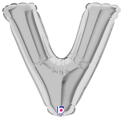 7" Megaloon Jr. Letter V - Silver (5ct) - Premium Party Distribution