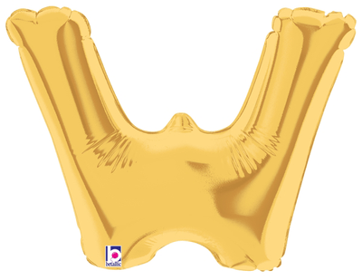 7" Megaloon Jr. Letter W - Gold (5ct) - Premium Party Distribution