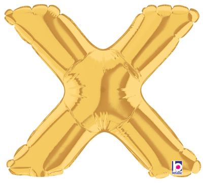 7" Megaloon Jr. Letter X - Gold (5ct) - Premium Party Distribution