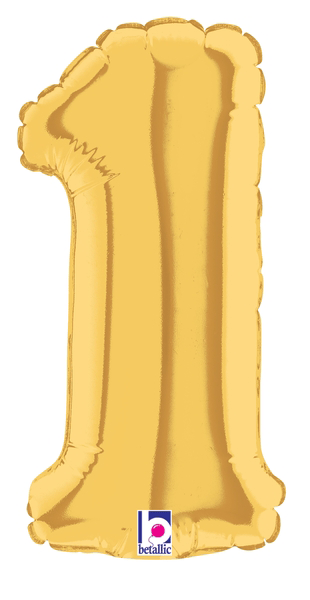 7" Megaloon Jr. Number 1 - Gold (5ct) - Premium Party Distribution