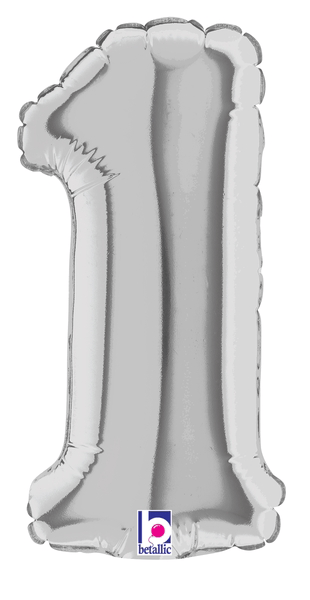 7" Megaloon Jr. Number 1 - Silver (5ct) - Premium Party Distribution