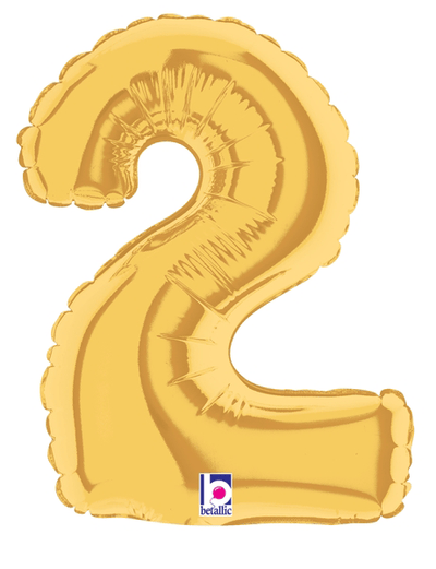 7" Megaloon Jr. Number 2 - Gold (5ct) - Premium Party Distribution