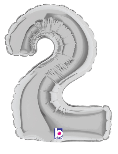 7" Megaloon Jr. Number 2 - Silver (5ct) - Premium Party Distribution