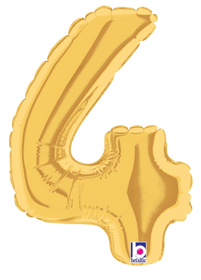 7" Megaloon Jr. Number 4 - Gold (5ct) - Premium Party Distribution