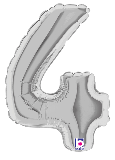 7" Megaloon Jr. Number 4 - Silver (5ct) - Premium Party Distribution