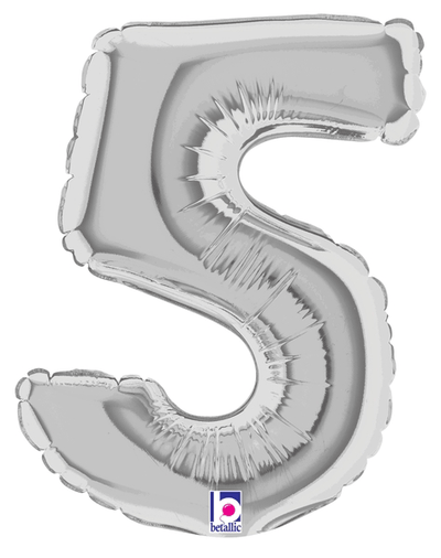 7" Megaloon Jr. Number 5 - Silver (5ct) - Premium Party Distribution