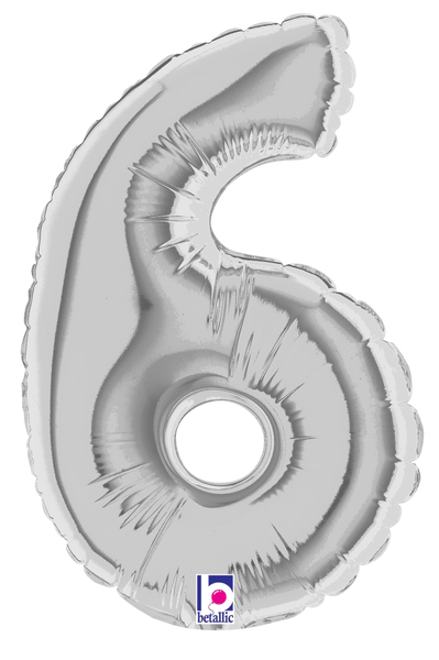 7" Megaloon Jr. Number 6 - Silver (5ct) - Premium Party Distribution