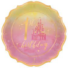 7" Paper Plates - Disney Princess Once Upon a Time 1st Birthday (8ct) - Premium Party Distribution