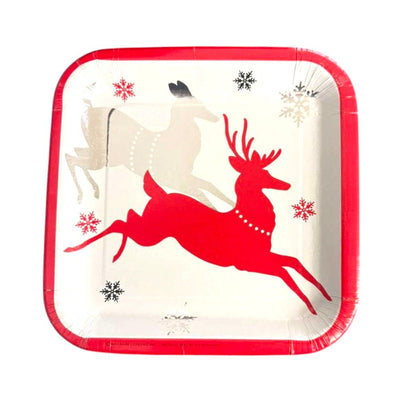 7" Paper Plates - Holiday Reindeer (8ct) - Premium Party Distribution