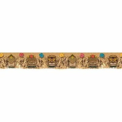 70" Vintage Tiki Tropical Paradise Fringe Banner - Premium Party Distribution