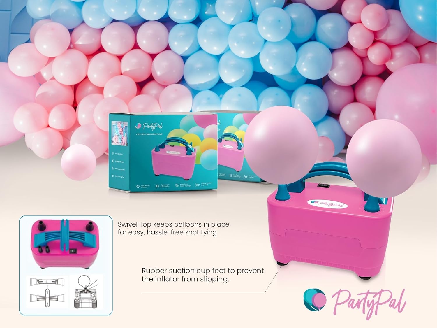 PartyPal Electric Balloon Pump Pink - PremiumConwin