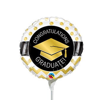 Graduate Gold Chevron Dots Foil Balloon