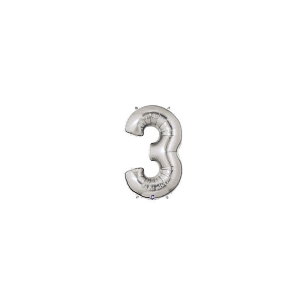 7in SILVER Number THREE (3) MegaLoon Jr., Price Per Bag of 5