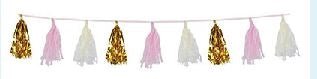 8' Tassel Garland - Pink and Gold - Premium Party Distribution