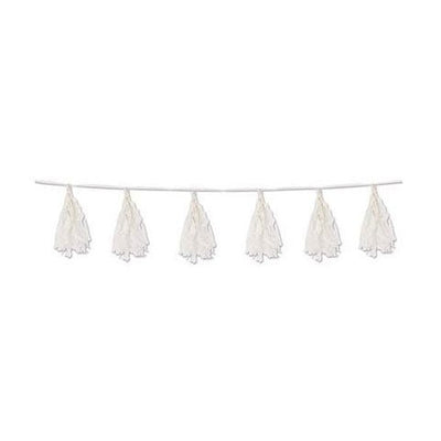 8' Tassel Garland - White - Premium Party Distribution