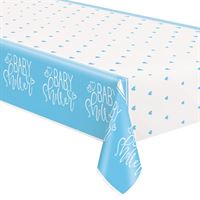 84" Table Cover - Blue Hearts Baby Shower - Premium Party Distribution
