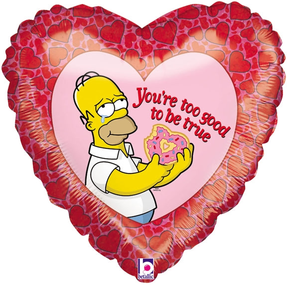 18 inch Simpsons You're Too Good too be True Holographic heart shaped foil balloon