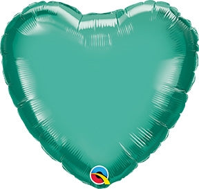 Qualatex Chrome Green Heart Foil Balloon