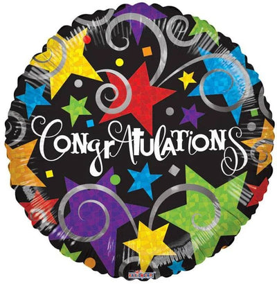 9" Congrats Black Round Foil Balloon 100ct - ConverUSA - Premium Party Distribution