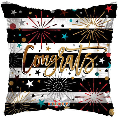 9" Congrats Fireworks Foil Balloon Flat 100ct - ConverUSA - Premium Party Distribution