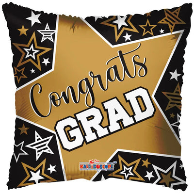 9" Congrats Grad Big Gold Star Foil Balloon Flat 100ct - ConverUSA - Premium Party Distribution