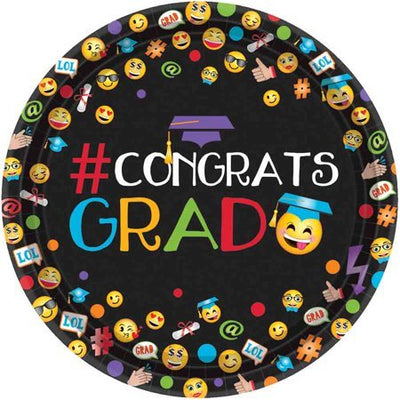 9" Congrats Grad Emoji Luncheon Plates 60ct - Amscan - Premium Party Distribution