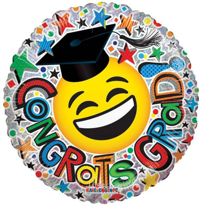 9" Congrats Grad Smile Round Foil Balloon 100ct - ConverUSA - Premium Party Distribution