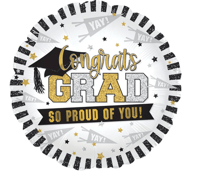 9" Congrats Grad! So Pround Round Foil Balloon 100ct - CTI - Premium Party Distribution