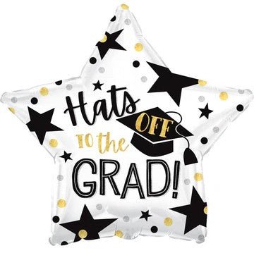 9" Congrats Hats Off Grad Star Foil Balloon 100ct - CTI - Premium Party Distribution