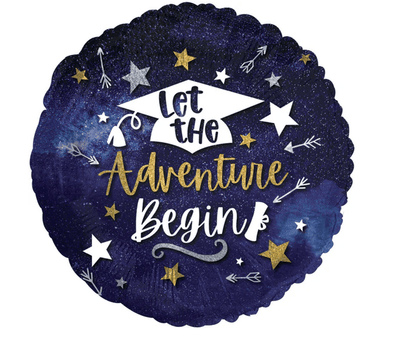 9" Congrats Let Adventure Begin Round Foil Balloon 100ct - CTI - Premium Party Distribution