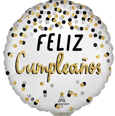 9" Gold Feliz Cumpleanos - Silver (25ct) - Premium Party Distribution