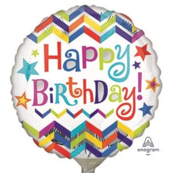9" Happy B - day Chevron Star (25ct) - Premium Party Distribution
