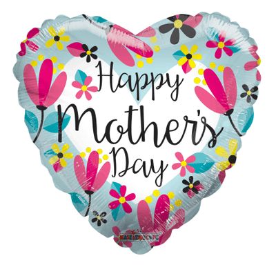9" Happy Mother's Day Heart Balloon 100ct - ConverUSA - Premium Party Distribution