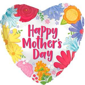 9" Happy Mother's Day in Flower Surround Round Balloon 100ct - CTI - Premium Party Distribution