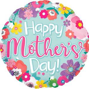9" Happy Mother's Day Light Teal & Flowers Round Balloon 100ct - CTI - Premium Party Distribution