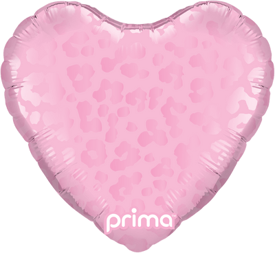 9" Heart Light Pink Matte & Shiny Leopard Print - Premium Party Distribution