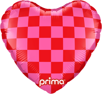 9" Heart Red & Pink Checker - Premium Party Distribution