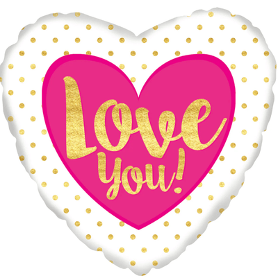 9" I Love You - Pink and Gold - CTI Balloons - Premium Party Distribution