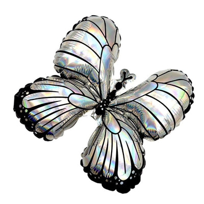 9" Iridescent Butterfly - Black & Silver (5ct) - Premium Party Distribution
