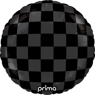 9" Round Black Shiny & Matte Checker Print (6pc) - Premium Party Distribution