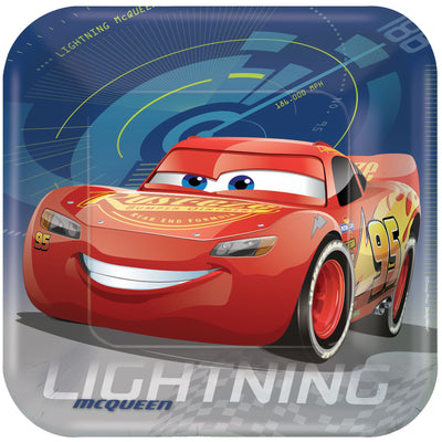 9" Square Plates - Disney Cars 3 (8ct) - Premium Party Distribution