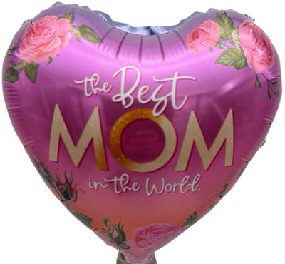 9" The Best Mom In The World Heart Balloon 100ct - Party America - Premium Party Distribution