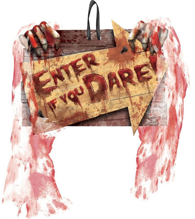 9" x 11.5" Sign with Gauze - Enter If You Dare - The Beistle Company - Premium Party Distribution