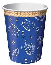 9oz Cups - Blue Bandana Cowboy (8ct) - Premium Party Distribution