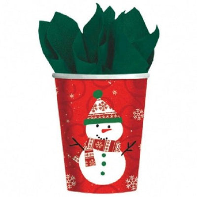 9oz Cups - Very Merry Snowman (8ct) - Premium Party Distribution
