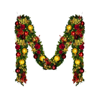 9'x14" Pre - Decorated Garland with Warm White Lights Red/Gold/Burgundy - Premium Party Distribution