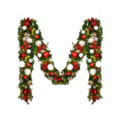 9'x14" Pre - Decorated Garland with Warm White Lights Red/White/Silver - Premium Party Distribution
