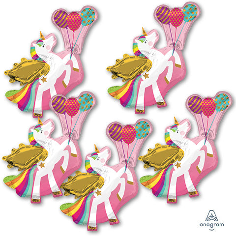 34in Winged UNICORN SuperShape Foil Balloon - Pack of 5