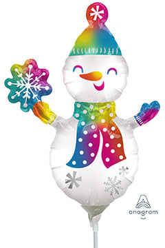 14in Satin Infused SNOWMAN (PK10) Mini Shape Foil Balloon - Air Fill & Heat Seal